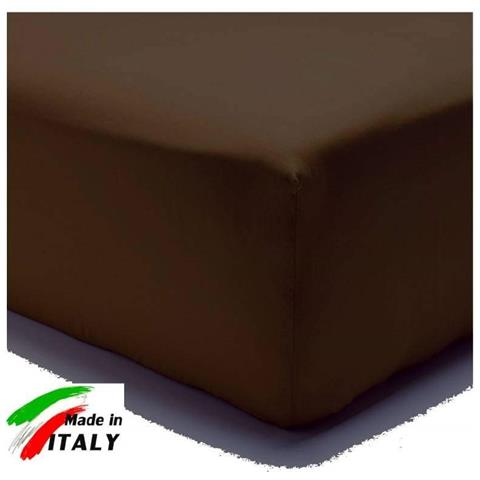 Lenzuolo Di Sotto Letto Matrimoniale Maxi Cotone Con Angoli Ed Elastico Tinta Unita Colore Moro - Foto 1
