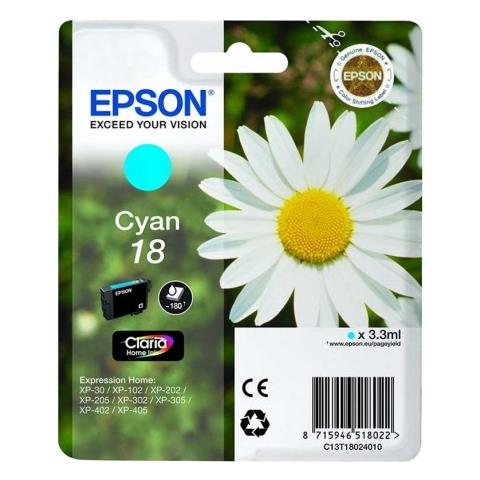 Cartuccia Originale Epson T1802 Ciano Per Epson Xp30 Xp102 Xp202 Xp205 Xp302 Xp305 Xp402 C13t18024010 18 - Foto 1
