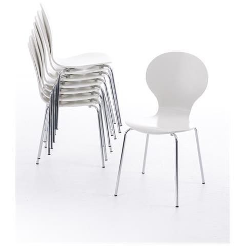 Sedia Impilabile Diego in Legno I Sedia Attesa in Metallo I Sedia Ergonomica Conferenza I Sedia Design Classico Riunioni O Sale Bianco - Foto 5