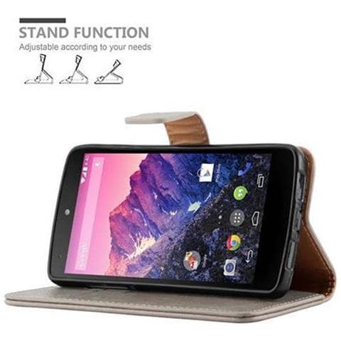 Custodia Compatibile Con Lg Nexus 5 In Marrone Cappuccino - Coperchio Protettiva Con Chiusura Magnetica, Funzione Stand E Tasca Per Le Carte - Foto 8