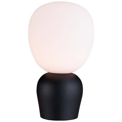 Lampada Da Tavolo Globo 1 Luce Struttura Nera, Opale, G9 - Foto 1