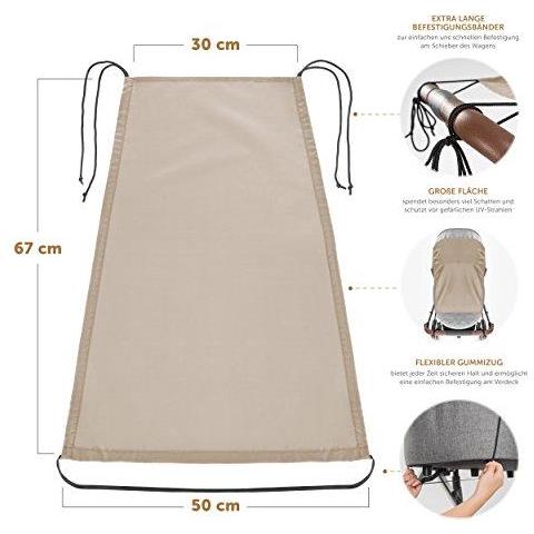 Universale Bambino Parasole Per Carrozzina Passeggino Buggy E Navicella Passeggino Sun Sail Con Protezione Uv 50 E Su E Gi Funzione Dello Scorrevole - Beige. . . - Foto 2