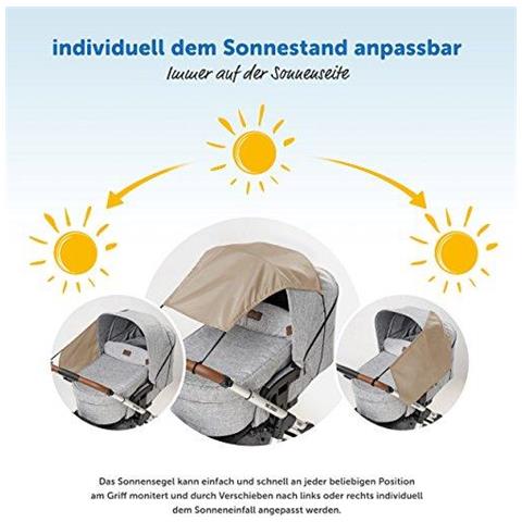 Universale Bambino Parasole Per Carrozzina Passeggino Buggy E Navicella Passeggino Sun Sail Con Protezione Uv 50 E Su E Gi Funzione Dello Scorrevole - Beige. . . - Foto 4