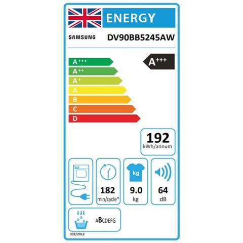 Asciugatrice DV90BB5245AW Al Control OptimalDry 9 Kg Classe A+++ a Condensazione con Pompa di Calore - Foto 2