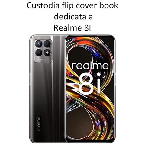Smart Book Custodia Poket Silicone Flip Cover Case Per Realme 8i Black - Foto 2