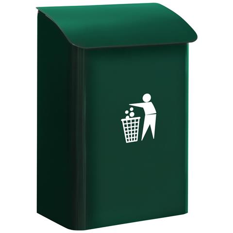 E6103 Cestino Portarifiuti A Muro Per Garage, Interni E Aree Comuni, Cestino Da Parete In Acciaio, 18 L, Verde - Foto 1