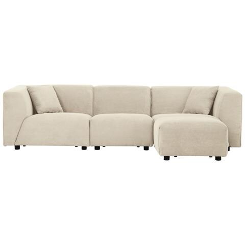 Monroe Divano Modulare 3 Posti + 1 Poggiapiedi In Velluto A Coste Beige - Foto 16