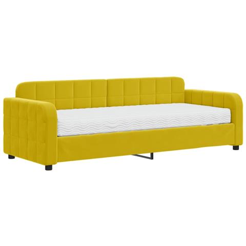 Divano Letto Con Materasso Giallo 80x200 Cm In Velluto - Foto 1
