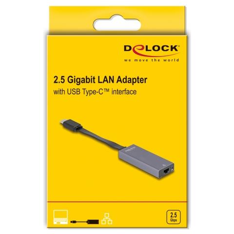 DeLOCK Adattatore USB Type-C da 2,5 Gigabit LAN slim, RJ-45, USB C, 0,09 m, Grigio - Foto 2
