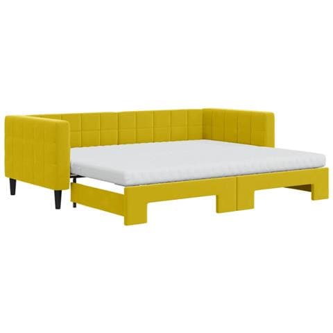 Divano Letto Estraibile Con Materassi Giallo 90x200 Cm Velluto - Foto 1
