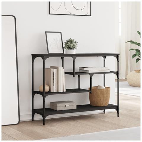 Tavolino Consolle Nero 100x30x75 Cm In Legno Multistrato - Foto 3