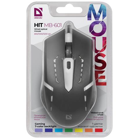 Defender HIT MB-601 mouse Gaming Ambidestro USB tipo A Ottico 1200 DPI - Foto 1