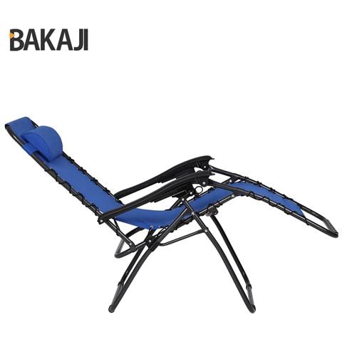 Sedia Da Giardino Poltrona Relax Pieghevole Gravita Zero Acciaio Oxford Blu - Foto 2
