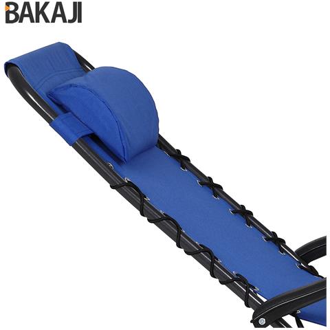 Sedia Da Giardino Poltrona Relax Pieghevole Gravita Zero Acciaio Oxford Blu - Foto 4