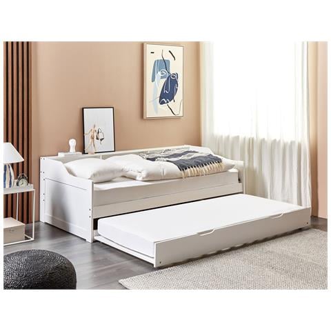 Letto Estraibile Legno Di Pino Edern 90 X 200 Cm Bianco - Foto 1