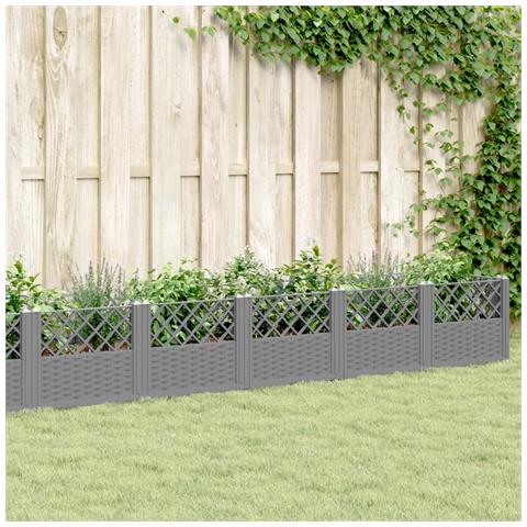 Fioriera Giardino Picchetti Grigio Chiaro 363,5x43,5x43,5 Cm Pp - Foto 1