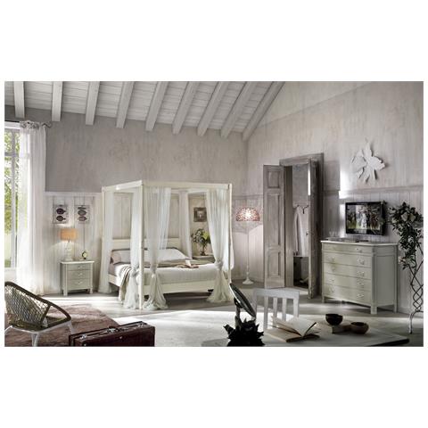 Camera Matrimoniale Shabby Chic In Legno Con Letto A Baldacchino - Foto 1