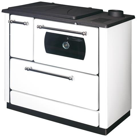 Stufa Cucina Riscaldamento A Legna Con Forno Struttura In Acciaio 9,06 Kw Popular - White - Foto 1