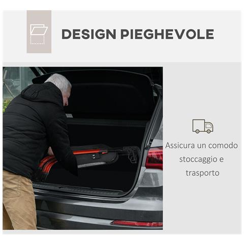 Deambulatore Ad Altezza Regolabile Con 3 Ruote E Tasca Portaoggetti, In Alluminio, 68x68x86.5-99 Cm, Rosso - Foto 6