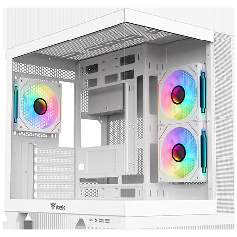 Case Gaming DARK CAVE DS Tower ATX Micro ATX Mini-ITX Colore Bianco - Foto 1