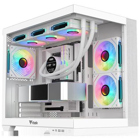 Case Gaming DARK CAVE DS Tower ATX Micro ATX Mini-ITX Colore Bianco - Foto 10