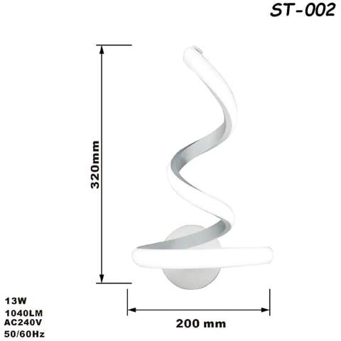 Applique Lampada Interno Moderna Parete Muro Spirale 13w Luce Naturale St-002 - Foto 2