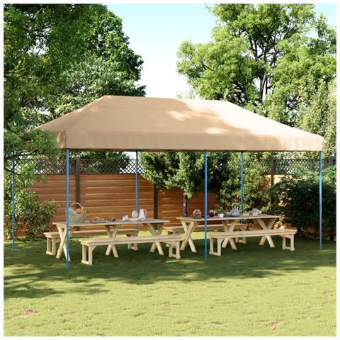 Tenda Da Festa Pieghevole Pop-up Beige 580x292x315 Cm - Foto 1