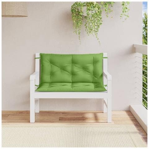 Cuscini Panca Giardino 2pz Verde Mélange 100x50x7cm Tessuto - Foto 3