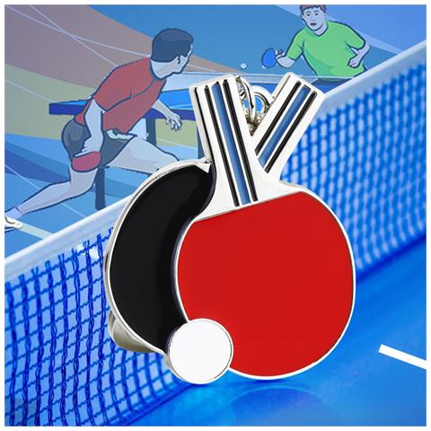 Portachiavi Con Racchetta Da Tennis Tavolo, Unico, In Lega D'argento S - Foto 2