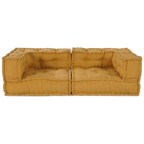 Pouf Modulare Giallo 140x70x36 in Tessuto - Foto 2