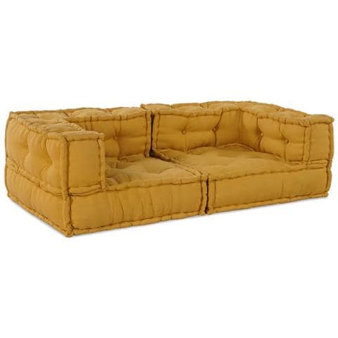 Pouf Modulare Giallo 140x70x36 in Tessuto - Foto 1