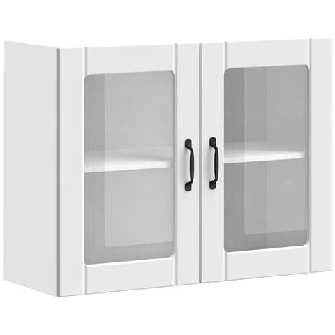 Pensile Da Cucina Con Porta In Vetro Lucca Bianco Truciolato - Foto 2