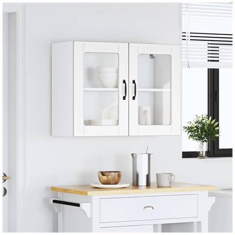 Pensile Da Cucina Con Porta In Vetro Lucca Bianco Truciolato - Foto 3