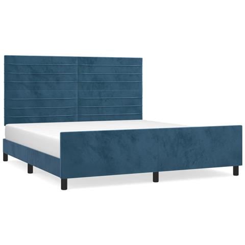 Giroletto Senza Materasso Blu Scuro 160x200 Cm In Velluto - Foto 2
