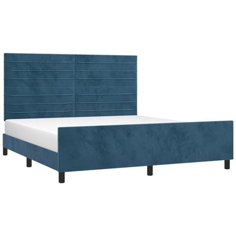Giroletto Senza Materasso Blu Scuro 160x200 Cm In Velluto - Foto 3
