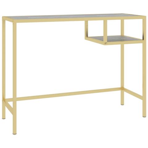 Scrivania Per Computer Marmo Nero 100x36x74 Cm Vetro Temperato - Foto 1