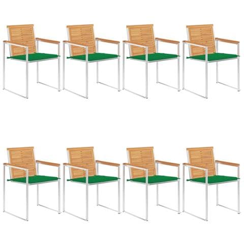 Sedie Da Giardino Con Cuscini 8 Pz In Legno Massello Di Teak - Foto 2