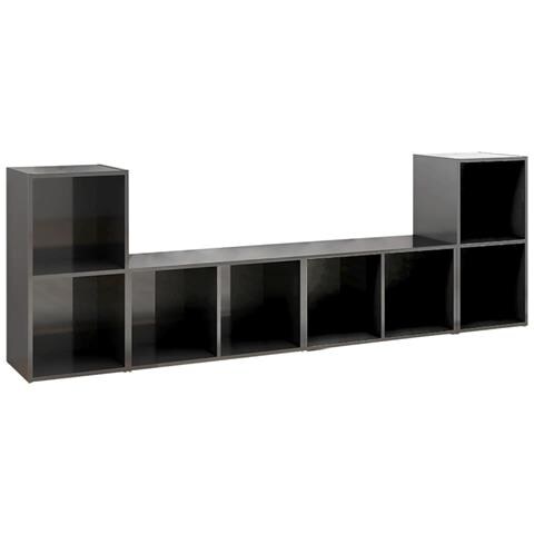 Mobili Tv 4 Pz Grigio Lucido 72x35x36,5 Cm In Legno Multistrato - Foto 1