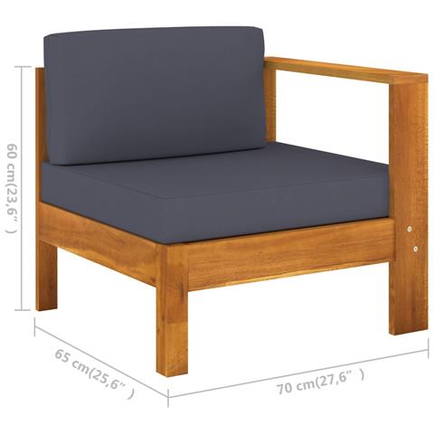 Lusso Casadino - Divano Centrale Con 1 Bracciolo Grigio Scuro Massello D'acacia - Foto 5