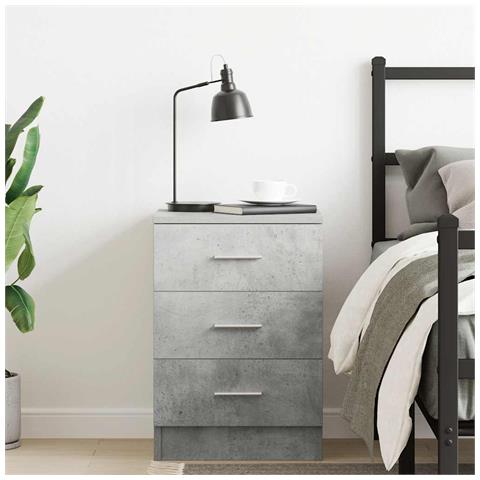 Lusso Casadino -  Comodino Grigio Cemento 38x35x56 Cm In Legno Multistrato - Foto 2