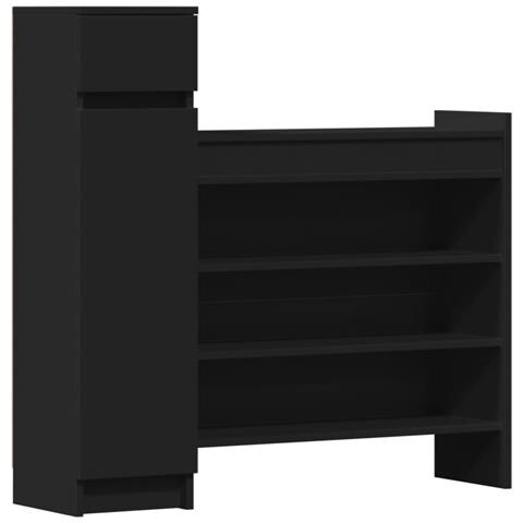 Lusso Casadino -  Scarpiera Nera 100,5x28x100 Cm In Legno Multistrato - Foto 1