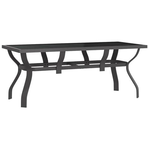 Lusso Casadino -  Tavolo Da Giardino Grigio E Nero 180x80x70cm In Acciaio E Vetro - Foto 1