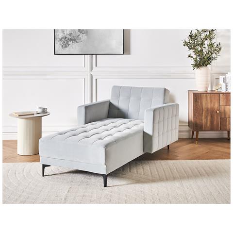 Chaise Longue Aberdeen Velluto Grigio Chiaro - Foto 1
