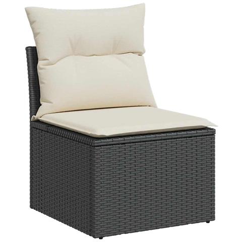 Sedia da Giardino Senza Braccioli con Cuscini Nera Polyrattan - Foto 1