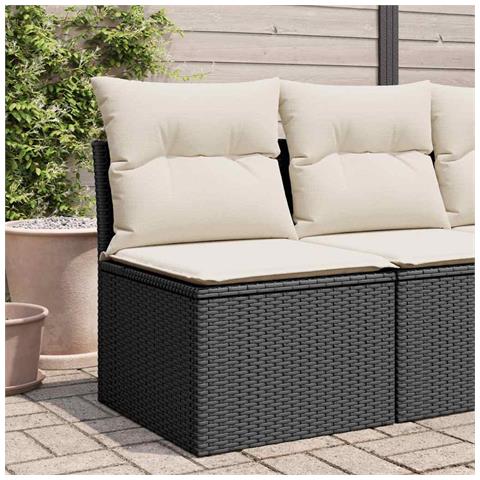Sedia da Giardino Senza Braccioli con Cuscini Nera Polyrattan - Foto 2