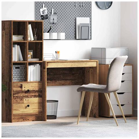 Scrivania Rustica Finitura in Legno Vecchio Legno 80 x 40 x 76 cm - Foto 2