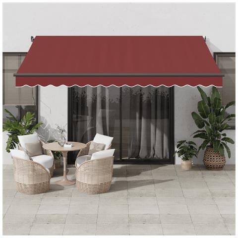 Tenda da Sole Retrattile Automatica con LED Bordò 400x350 cm - Foto 2