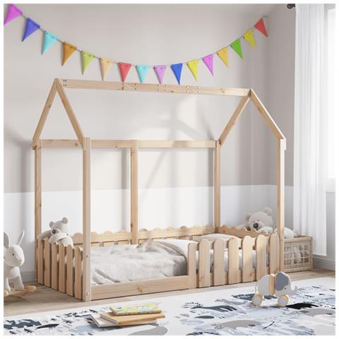 Giroletto Casetta per Bambini 80x160 cm Legno Massello di Pino - Foto 2