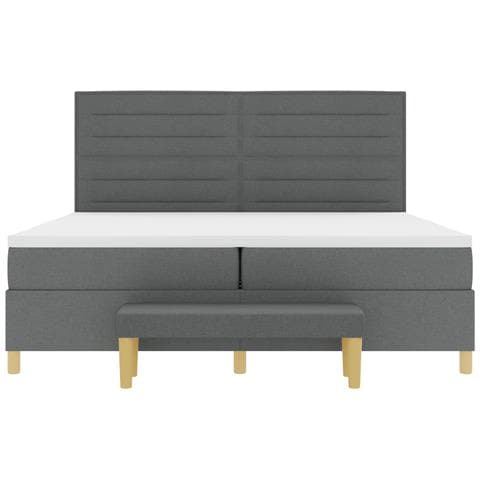 Letto con Reticolo e Materasso & Panca Grigio Scuro 200x200 cm Tessuto - Foto 9