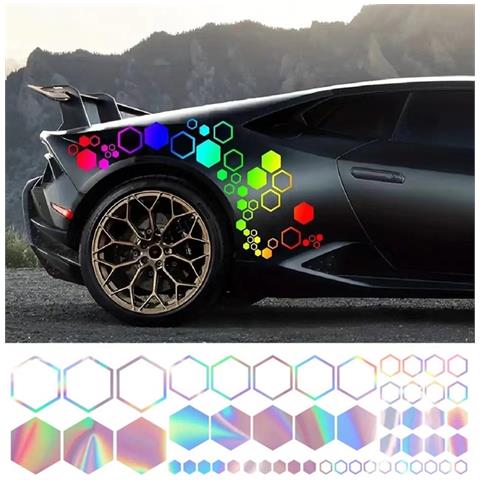 Adesivi Auto Esagonali A Nido D'ape (confezione Da 2) - Decorazione Personalizzata Per Carrozzeria Multicolor - Foto 1